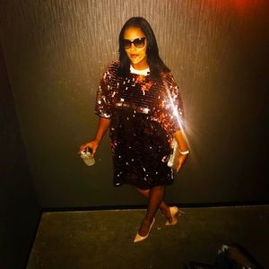sequin shift dress - rose gold - worn once size 8